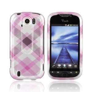 Plaid Pattern of Baby Pink, Brown, & Silver Hard Plastic Case For HTC 