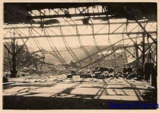 DEFEAT Bombed Interior View of Airfield Hangar; DUNKIRCHEN 1940 