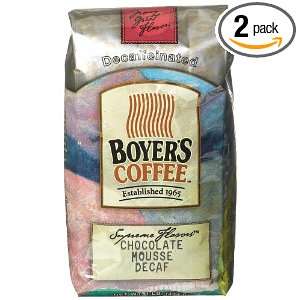 Boyers Coffee Chocolate Mousse Decaf, 16 Ounce Bags (Pack of 2 