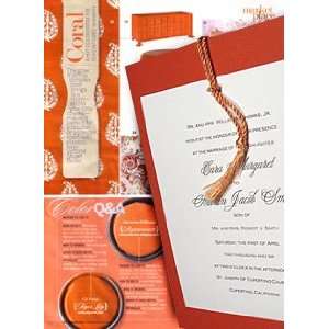  Wedding Invitations Kit: Papaya Orange with Coral Tassel 
