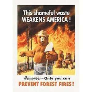  Smokey the Bear Shameful Waste Prevent Forest Fires Retro 
