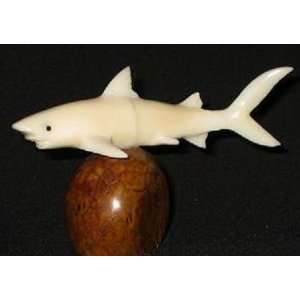  Ivory Shark Tagua Nut Figurine Carving, 2.8 x 2.8 x 1.2 