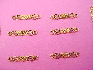 10 brass ox delicate filigree bead look bar connectors  