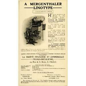  1909 Ad Mergenthaler Linotype Printing Machine Paulo 70 
