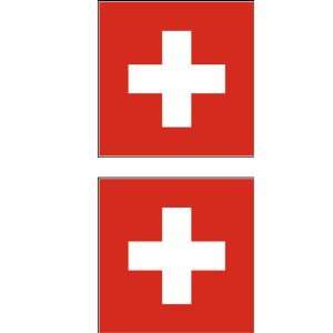  2 Switzerland Swiss Flag Stickers Decal Bumper Window 