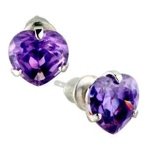   Purple Heart Swarovski Crystal Stud Earrings Pugster Jewelry