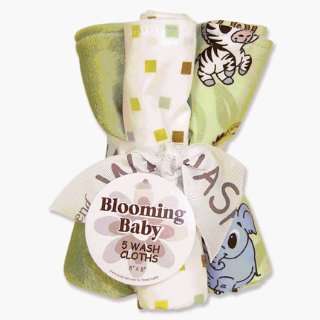 BLOOMING BOUQUET WASH CLOTH  5 Pack Set Chibi Zoo Animals 