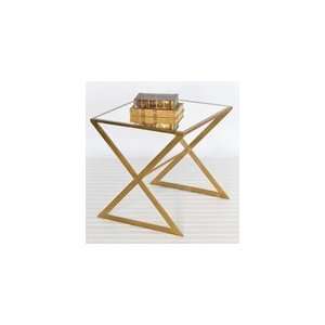 Worlds Away X Side Table Gold Leaf with Mirror Top 