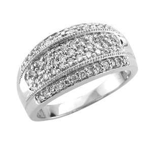  14k White Gold Wedding Diamond Ring Band, Size 7 (GH, I1 