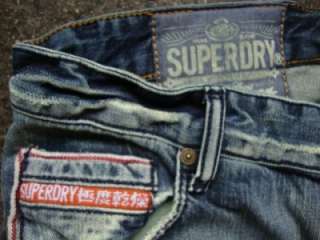 SUPERDRY London Denim Slim Oil Can Dirt Ripped Mens Jeans Size 32 