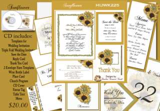 Delux Sunflower Wedding Invitation Kit on CD  