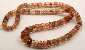 Oregon Sunstone Faceted Red And Schiller Roundel Bead Strand  