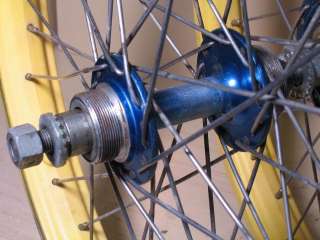   BMX Wheels 20 ACS Z Rims Yellow w/Blue Sunshine Hubs   Used  