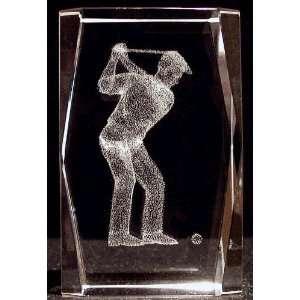   Crystal Golfer 1 5x5x8 Cm Cube + 3 Led Light Stand 