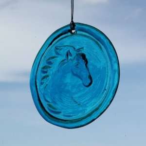 Window Suncatcher   Horse   in Aqua Hanging Glass Suncatcher   4.25 