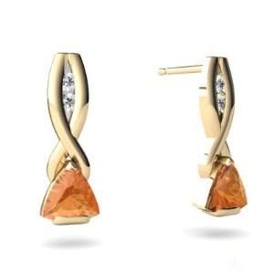  14K Yellow Gold Trillion Fire Opal Earrings Jewelry
