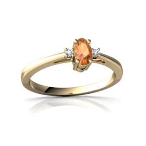  14K Yellow Gold Oval Fire Opal Ring Size 4: Jewelry