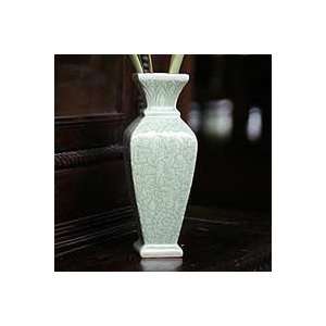  NOVICA Celadon ceramic vase, Forest