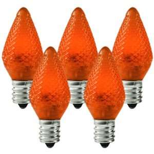 : 25 Bulbs C7 LED   Amber Orange   Candelabra Base   Christmas Lights 