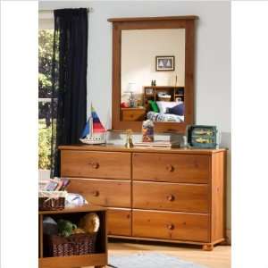   Double Dresser and Mirror in Sunny Pine (4 Pieces): Home & Kitchen