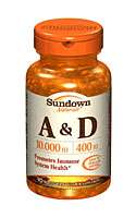 Sundown Vitamin A 10,000 IU & Vitamin D 400 IU, 90 Softgels (Pack of 6 