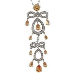  Sumptuous Dangle Pendant w/Champagne & White CZs Alljoy 