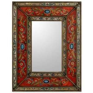  Novica 158385 Cajamarca Warmth Mirror in Red: Home 