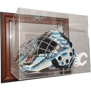 Calgary Flames Goalie Mask Case Up Display Case, Brown