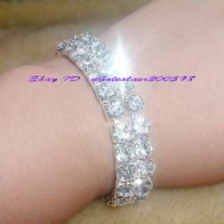 3strands 2 4Rows Rhinestone Crystal Stretchy Bracelets  