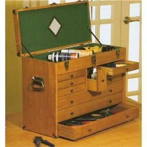  10 Drawer Wooden Tool Chest   Oak Veneer Tool Box: Home 