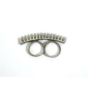 Spikes Double Ring Size 5.5 Silver Knuckle Studs Design Vintage Punk 
