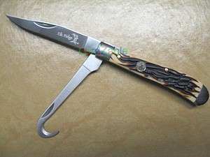 Elk Ridge 2 Blade Hunting Knife Straight & Large Gut Hook Simulate 