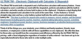 New ULTRAK 700 Clipboard Calculator Stopwatch Timer  