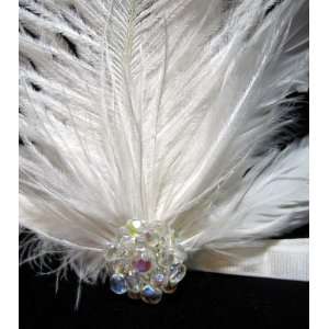 NEW Luxurious Feather Vintage AB Crystal Elastic Headband, Limited.