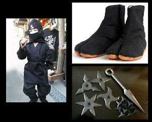 KIDS) Ninja Costume + Tabi Ninja Shoes + Rubber Stars  