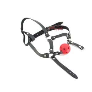    Leather Head Harness   Airway Ball Gag (Red): Everything Else