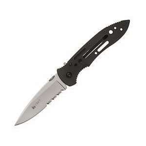  3.5 Partially Serrated Drop Point Blade Point Guard 