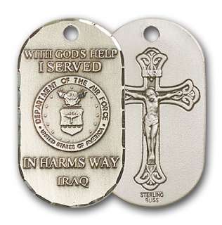 Gold Filled Air Force Iraq Cross 1.5 Dogtags w/24 Chn  