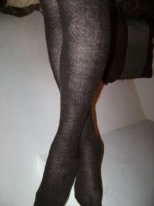 WELL WORN USED BROWN CABLE KNIT KNEE HIGH SOCKS  