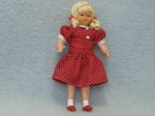 Dollhouse Dressed Girl Caco DHS01433 Flexible Blond Red w Dots NRFB 1 