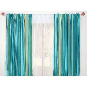  Aqua Stripes Curtains Drapes Set 4 Pcs