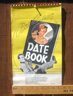   1952 BILL RANDALLS DATE BOOK ADVERTISING PIN UP CALENDAR  