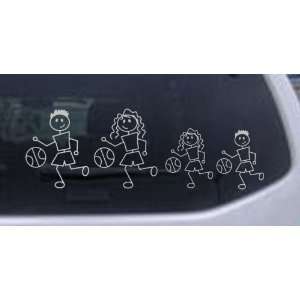 Silver 8in X 23.8in    Basketball Stick Family Stick Family Car Window 