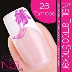  Nail Tattoo Sticker Blossom / Flower   lilac: Beauty