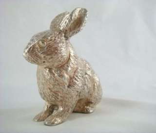 Vintage Silver Plated Rabbit Bunny Sitting Figurine Statuette  