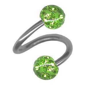  Cartilage Earring Light Green Disco Ball Stainless Steel 