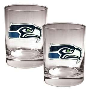  Seattle Seahawks NFL 2pc Rocks Glass Set   Primary logo 