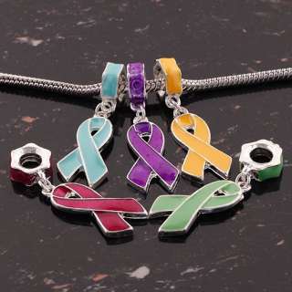 1x Breast Cancer/Awareness Ribbon Dangle Pendant European Beads Charm 