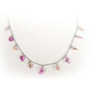  Pink / White Cascading Briolette Silver Necklace Health 