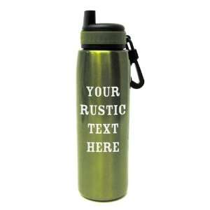 Rustic Font Etched Stainless Water Bottle  Kitchen 